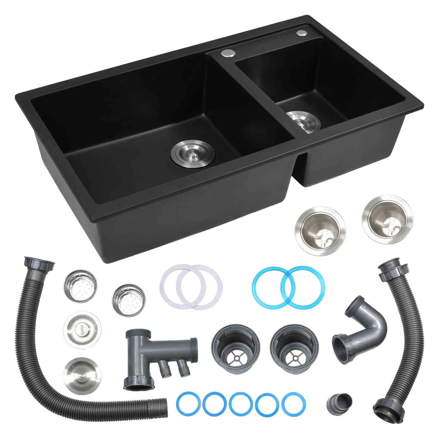 Tarja Fregadero Cuarzo Doble Tina Antiruido 84.5x48.5x22cm