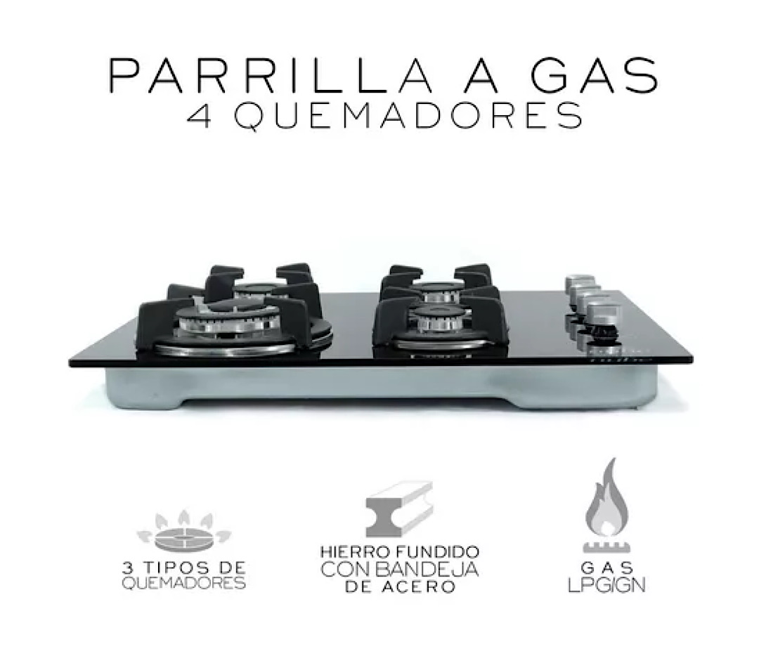 Parrilla A Gas Premiun Nube 4 Quemadores Negra