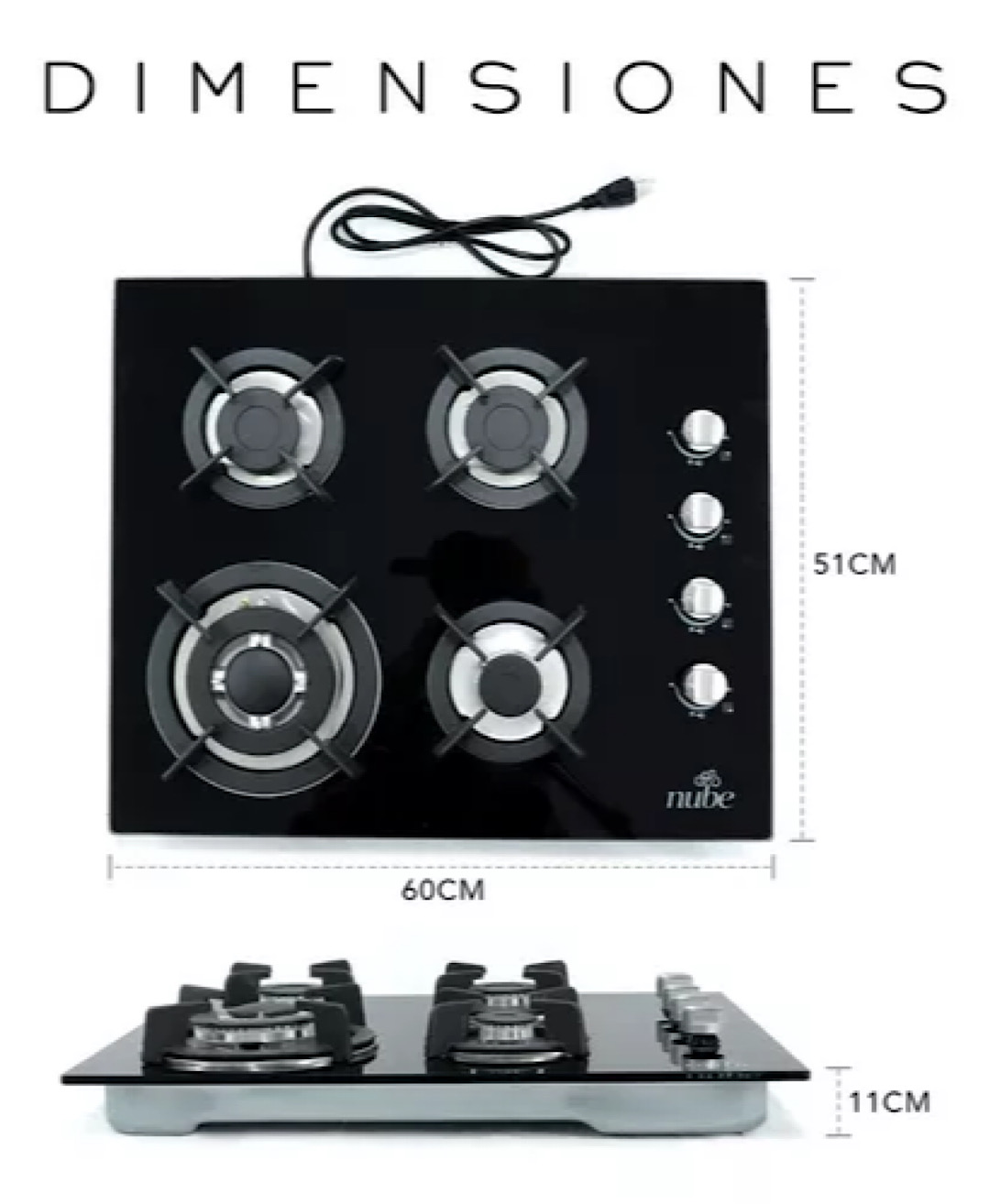 Parrilla A Gas Premiun Nube 4 Quemadores Negra