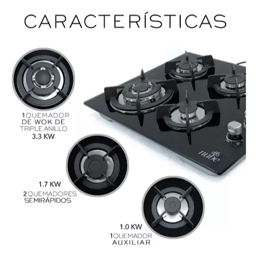 Parrilla A Gas Premiun Nube 4 Quemadores Negra