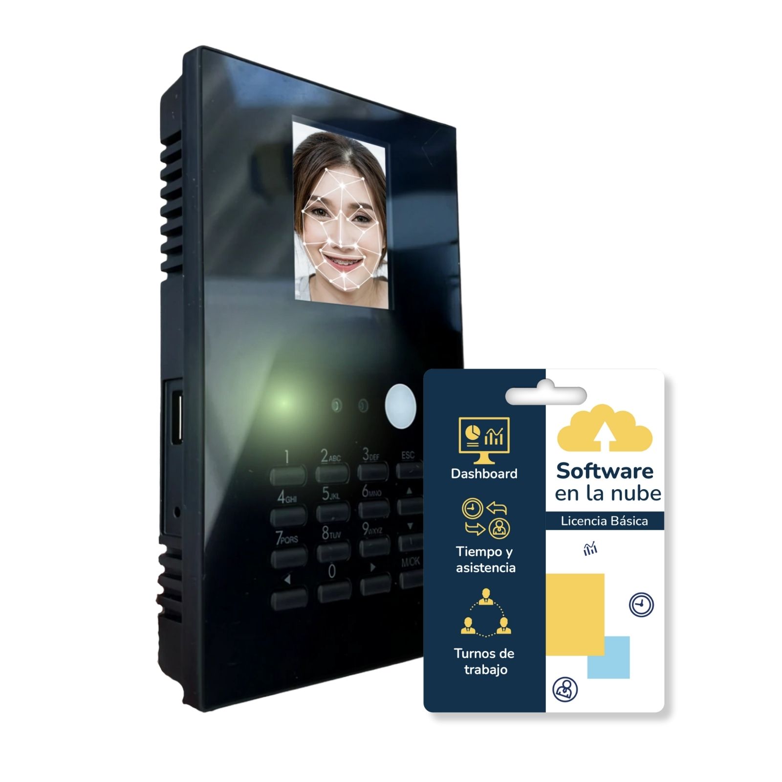 BioNet Reloj checador biométrico serie E, más licencia Básica, asistencia de tiempos de 25 empleados por reconocimiento facial, máquina para fichar, marcar tarjeta, control de asistencia