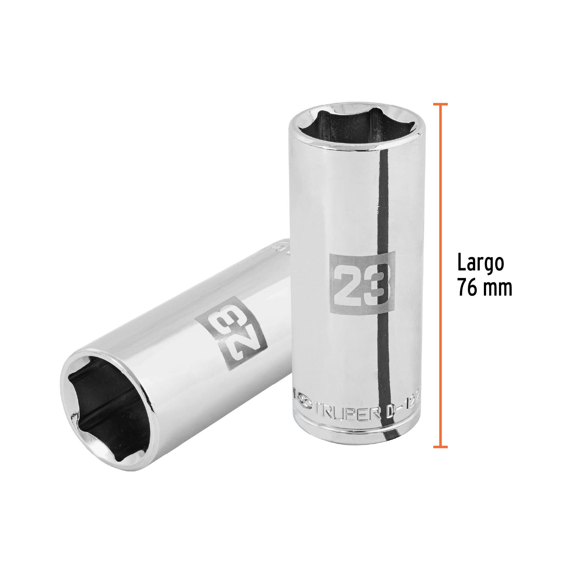 DADO LARGO DE 23 MM, 6 PUNTAS, CUADRO 1/2", TRUPER 101011