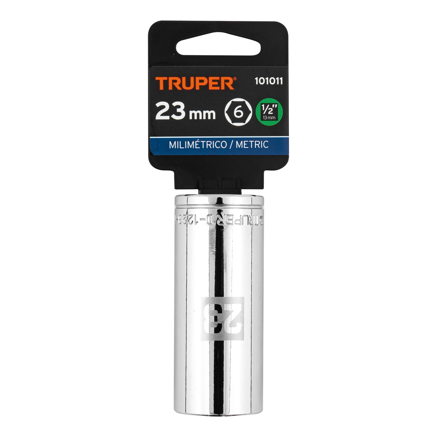 DADO LARGO DE 23 MM, 6 PUNTAS, CUADRO 1/2", TRUPER 101011