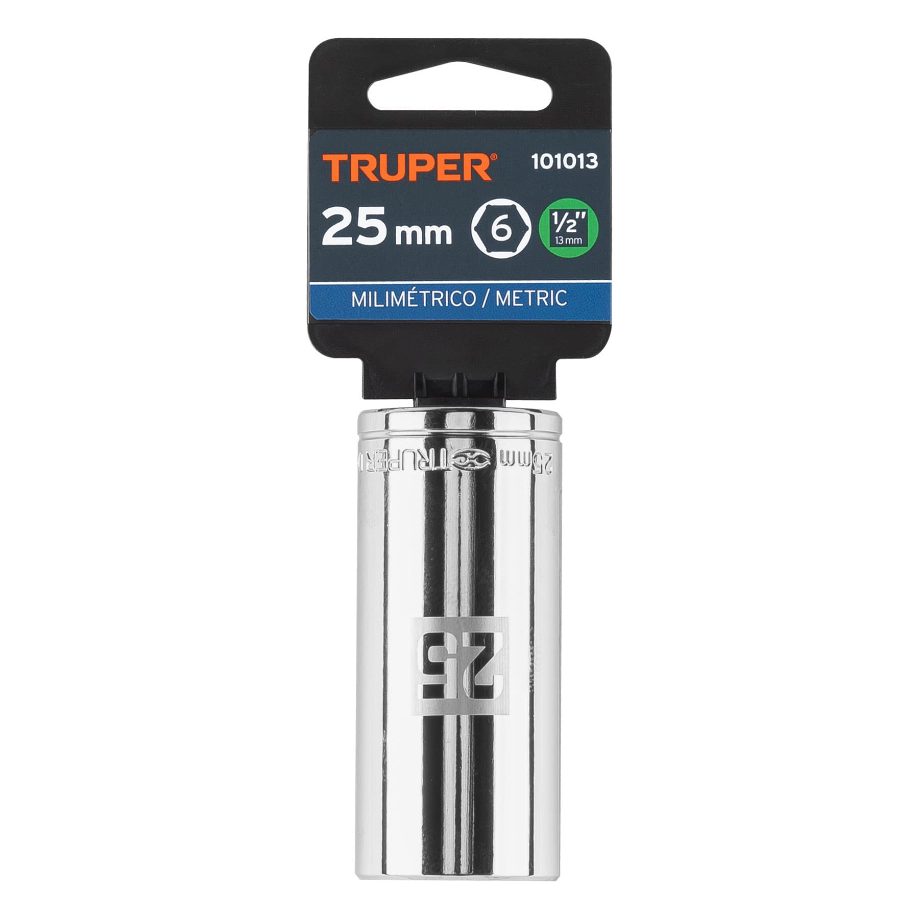 DADO LARGO DE 25 MM, 6 PUNTAS, CUADRO 1/2", TRUPER 101013