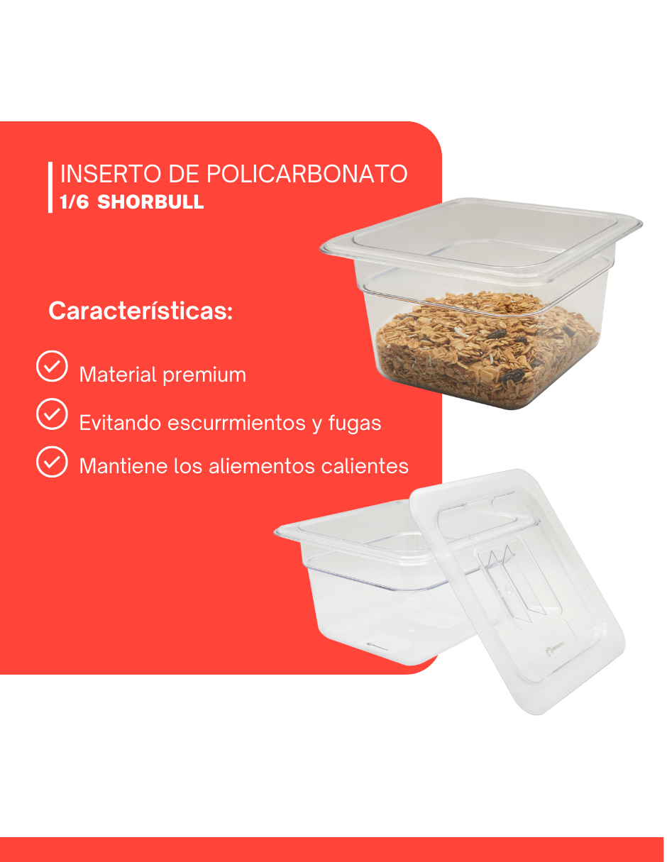 Inserto de Policarbonato con tapa de 1/6 de 10cm Shorbull