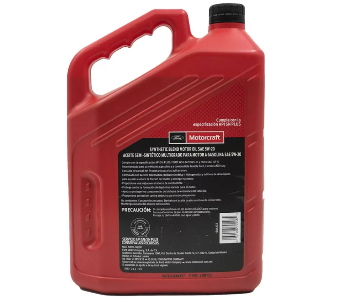 Ford impoved fueleconomy synthetic bend mototr oil 5W-30 4.74litros