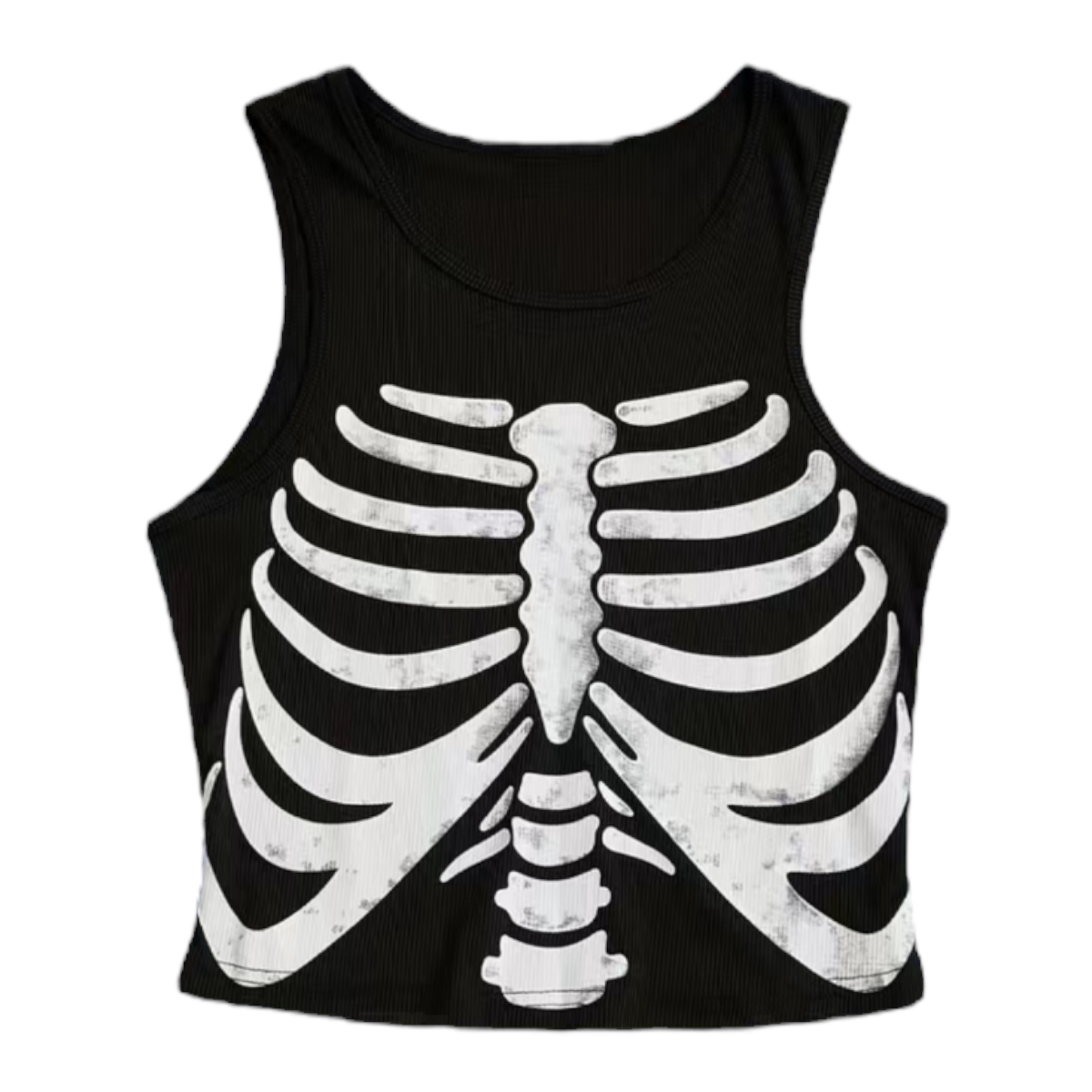 Crop Top Sin Mangas Camiseta Corta Calaca Huesos.