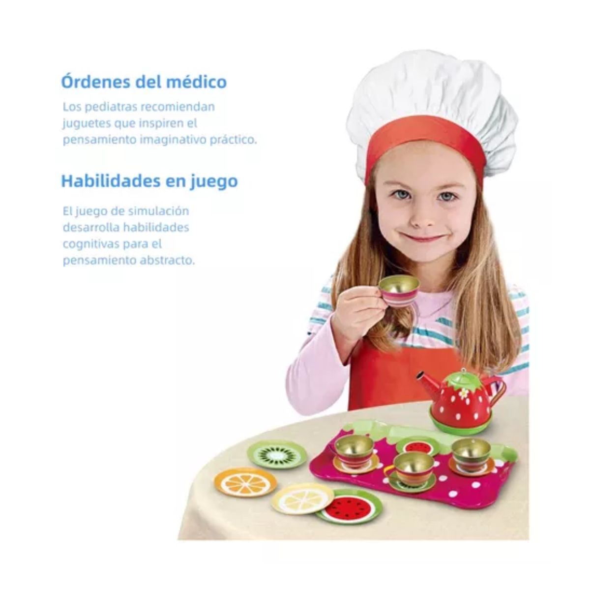 Juego De Té Para Niñas Tazas Plato Tetera con estuche de Fresa Rojo