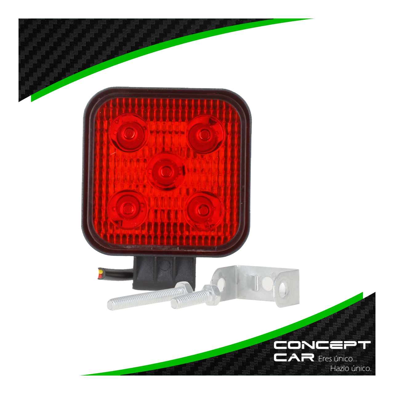 Par Faro Cuadrado Auxiliar 5 Led Fija Estrobo Colores 12-24v