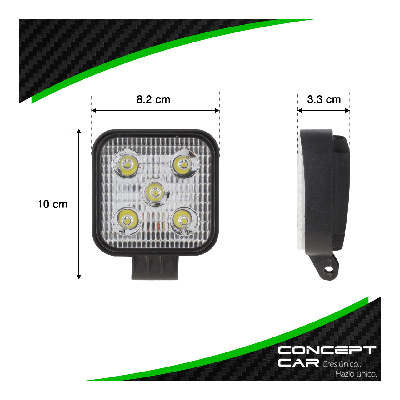 Par Faro Cuadrado Auxiliar 5 Led Fija Estrobo Colores 12-24v
