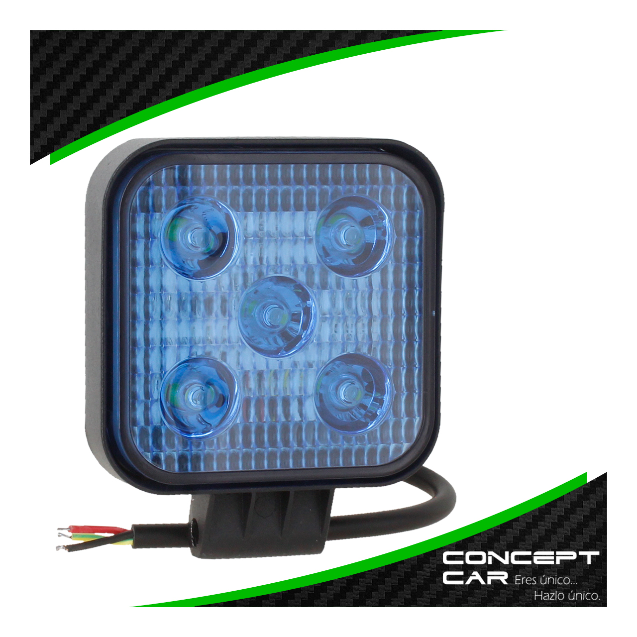 Par Faro Cuadrado Auxiliar 5 Led Fija Estrobo Colores 12-24v