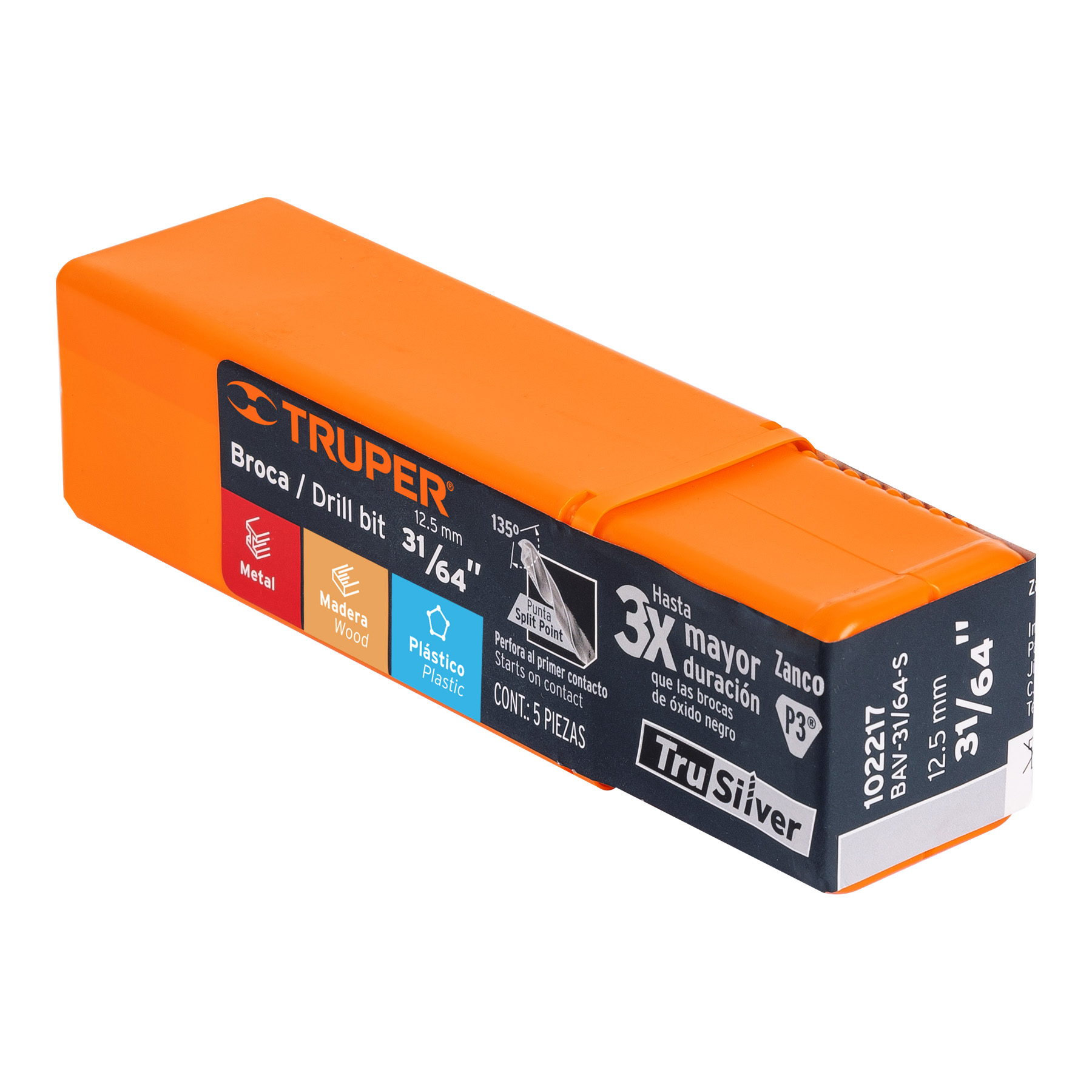 BROCA HSS 31/64" TRUSILVER PARA METAL, TRUPER 102217