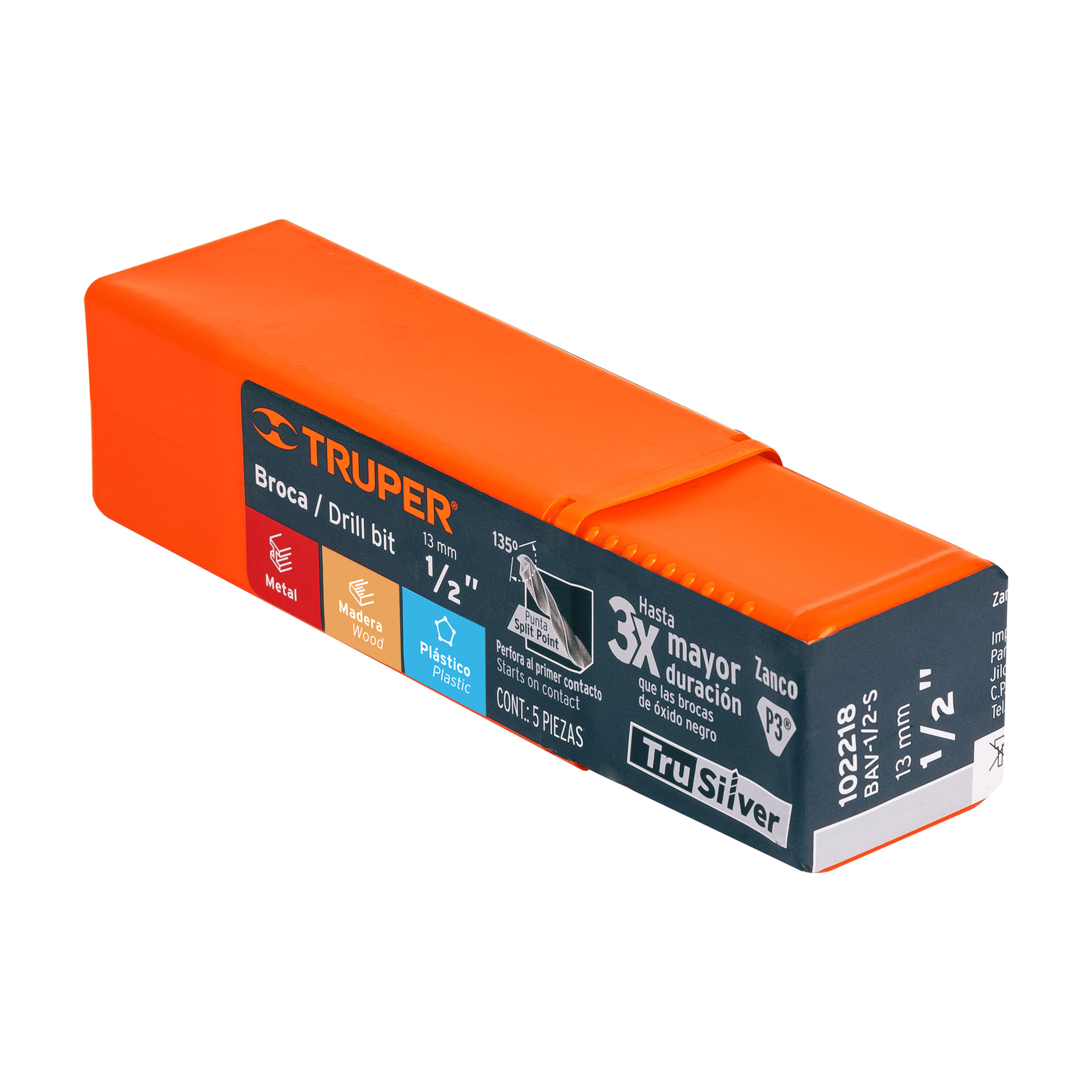 BROCA HSS 1/2" TRUSILVER PARA METAL, TRUPER 102218