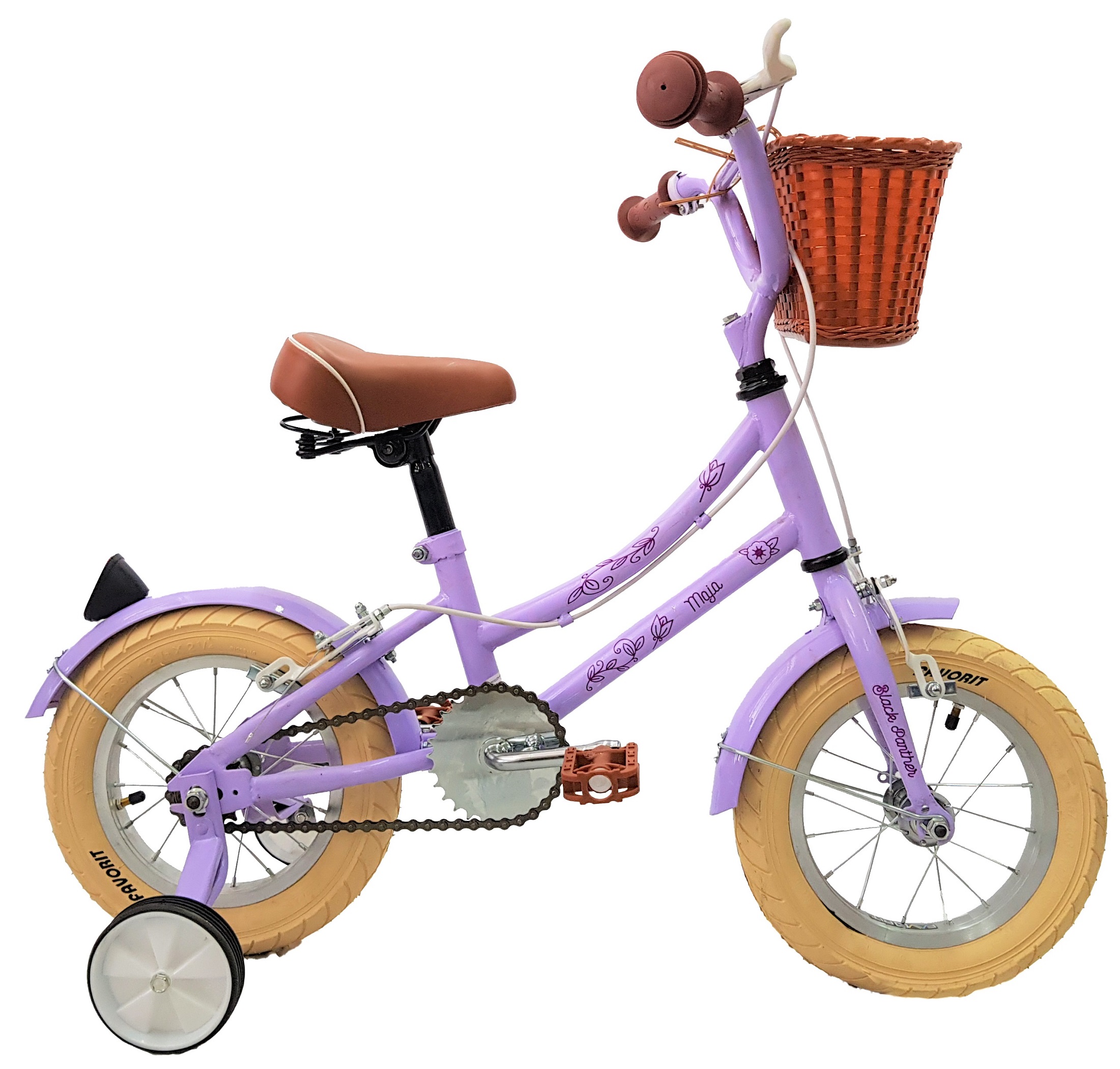 Bicicleta Black Panther Maja Rodada 12 Con Ruedas Entrenadoras Morado