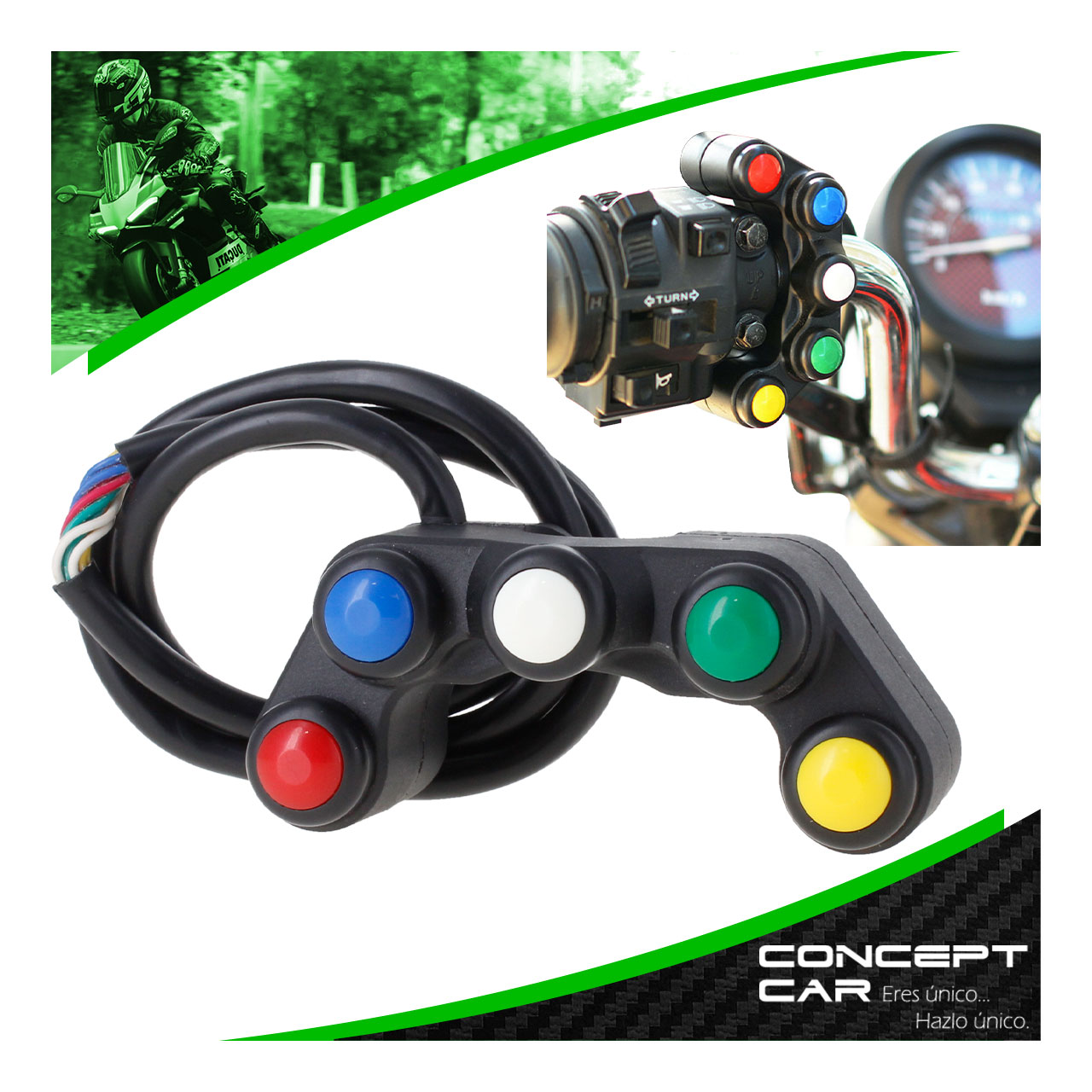 Switch Apagador Interruptor 5 Pasos Manubrio Motocicleta