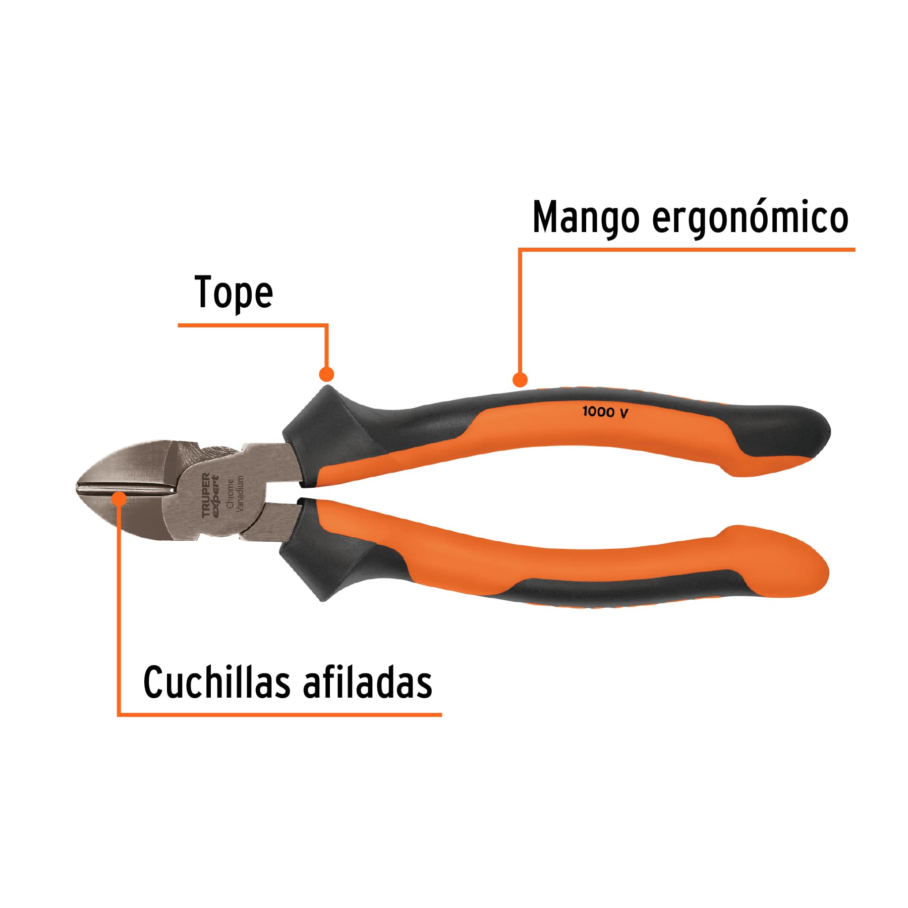 PINZA CORTE DIAGONAL 8" ALTA PALANCA, COMFORT GRIP, TRUPER EXPERT 102428