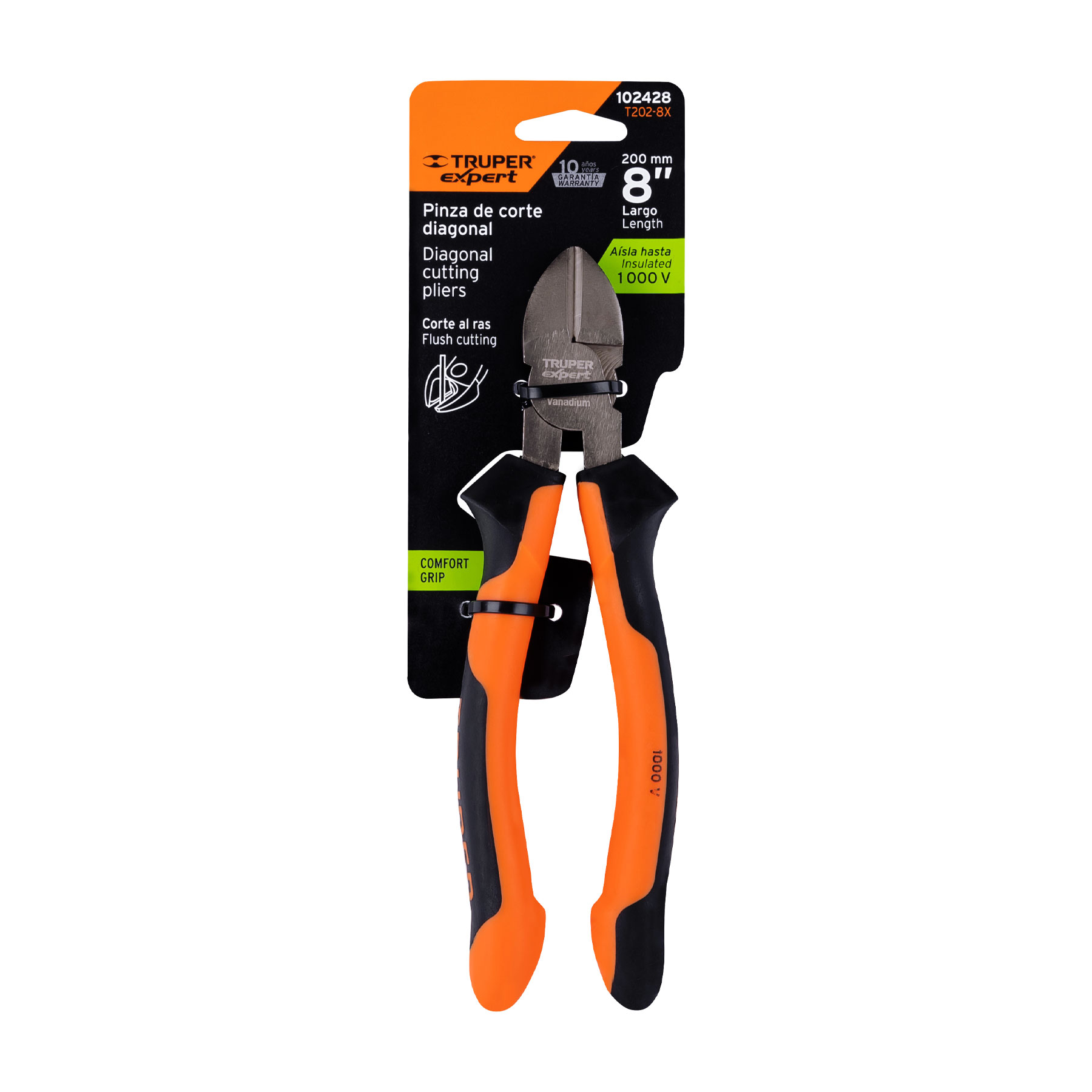 PINZA CORTE DIAGONAL 8" ALTA PALANCA, COMFORT GRIP, TRUPER EXPERT 102428