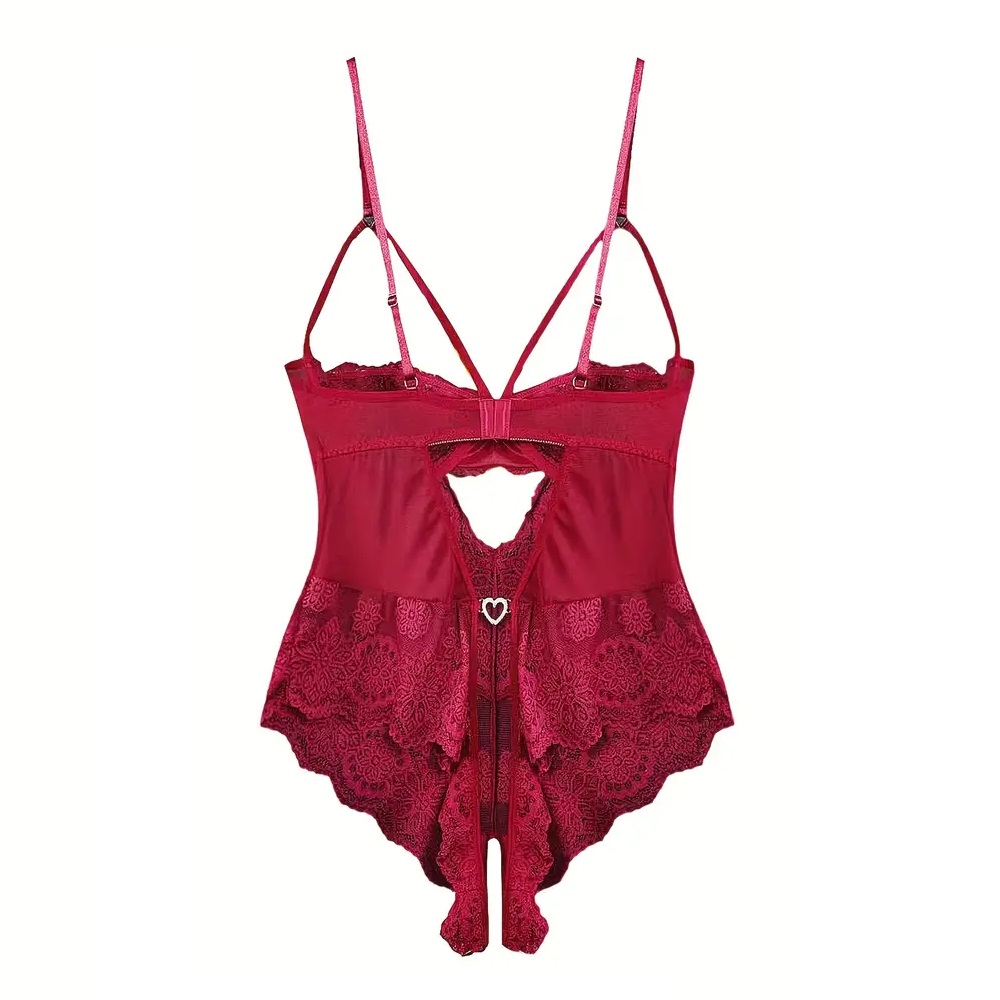 Body con encaje rojo sexy para dama.