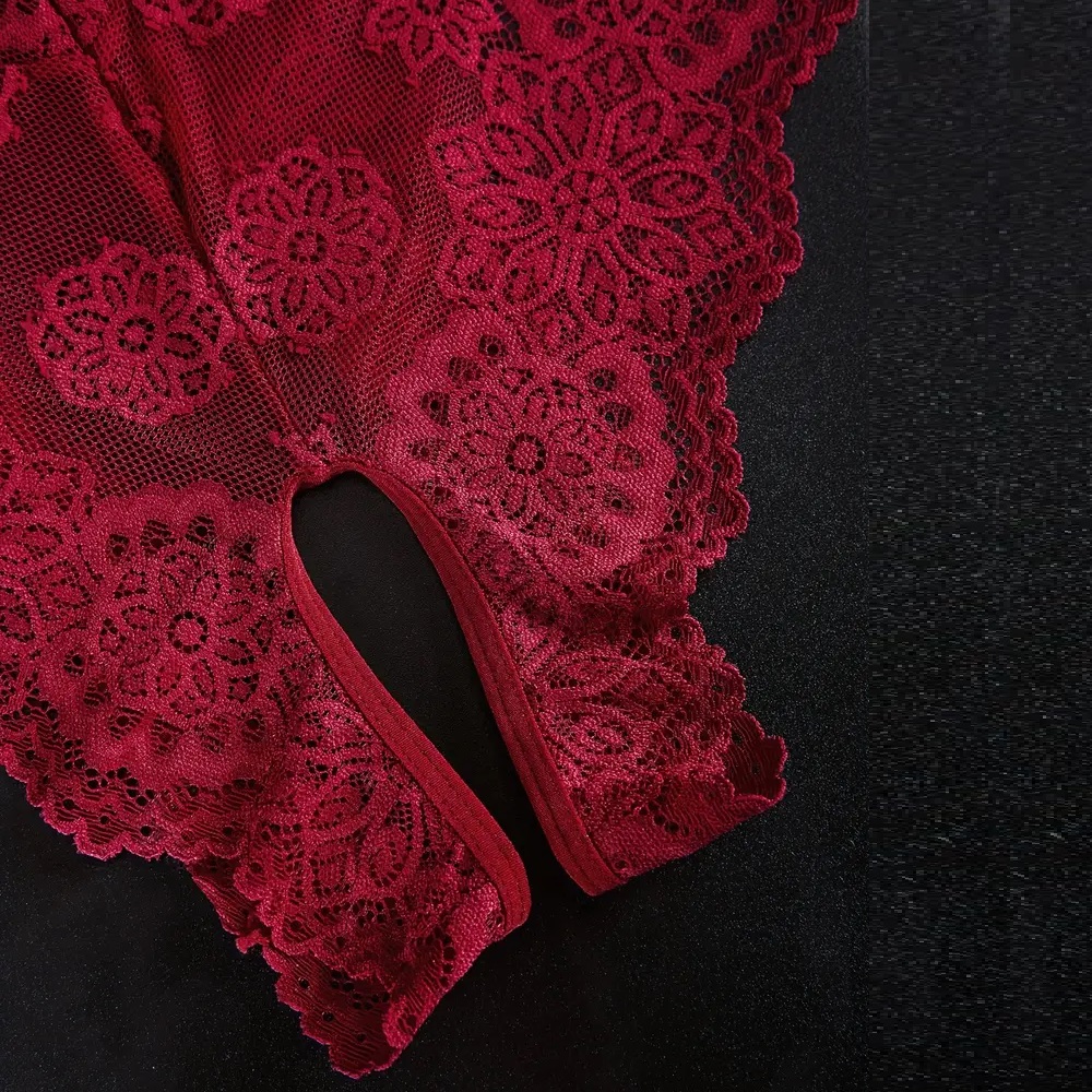 Body con encaje rojo sexy para dama.