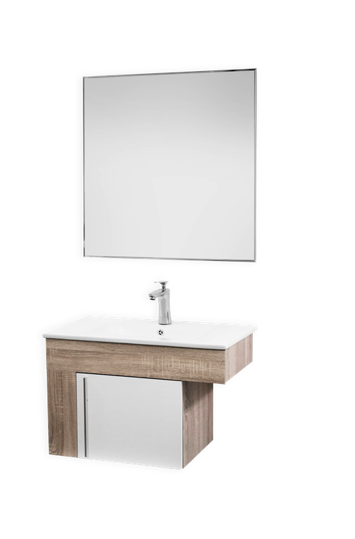 Mueble de baño MIKA. Blanco Brillo Incluye lavabo cerámico y espejo.