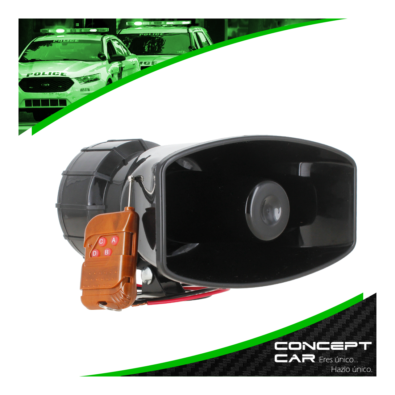 Sirena 10 Tonos Con Altavoz Tipo Patrulla Inalámbrica 100w