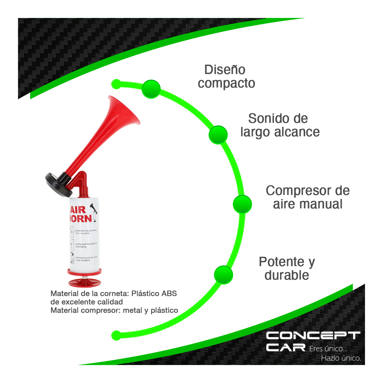 Corneta Bocina De Aire Manual A Presión Universal Porra