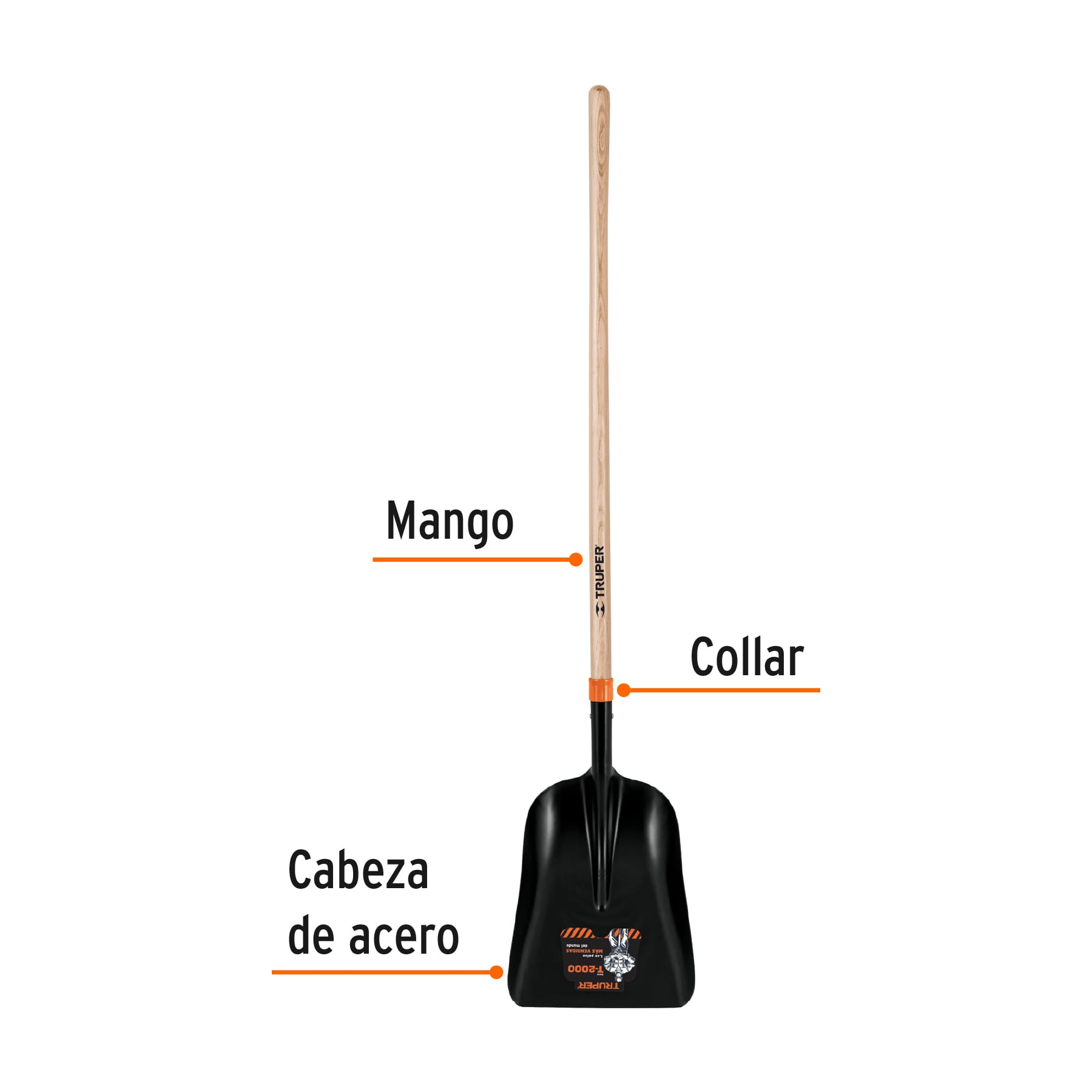 PALA CARBONERA CHICA T-2000 CON MANGO LARGO DE 43", TRUPER 102170