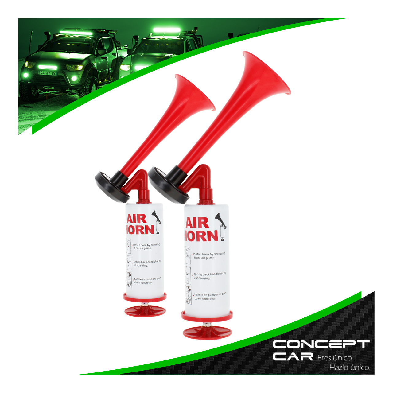 2 Corneta Bocina De Aire Manual A Presión Universal Porra