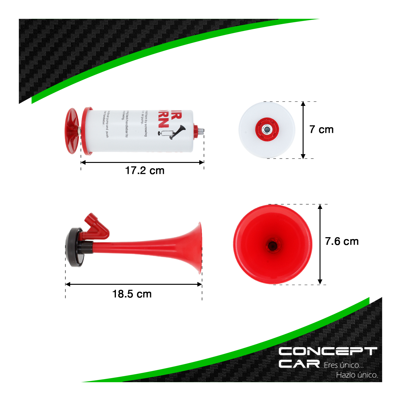 2 Corneta Bocina De Aire Manual A Presión Universal Porra