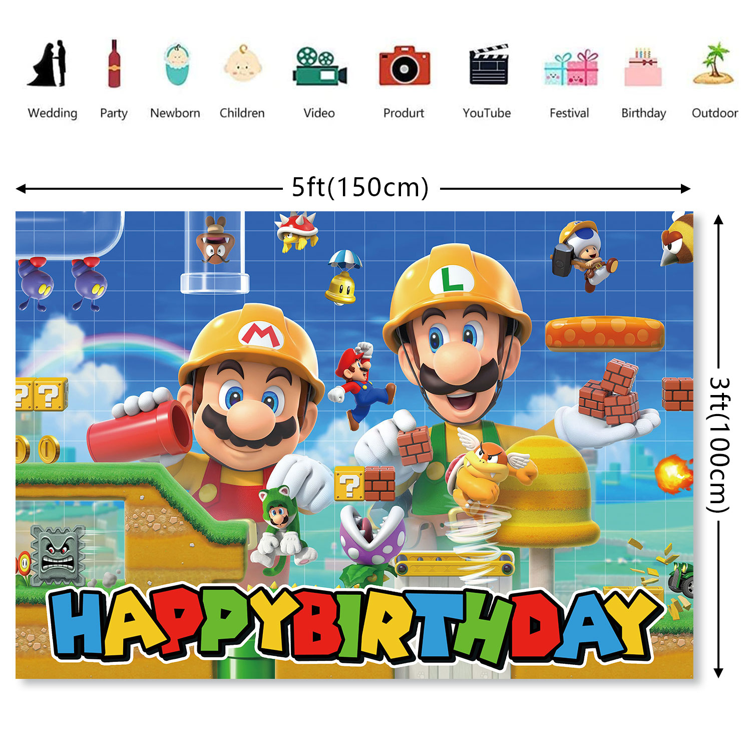 Globos De Cumpleaños Decoración con Kit de Fiesta Mario Bros y Luigi