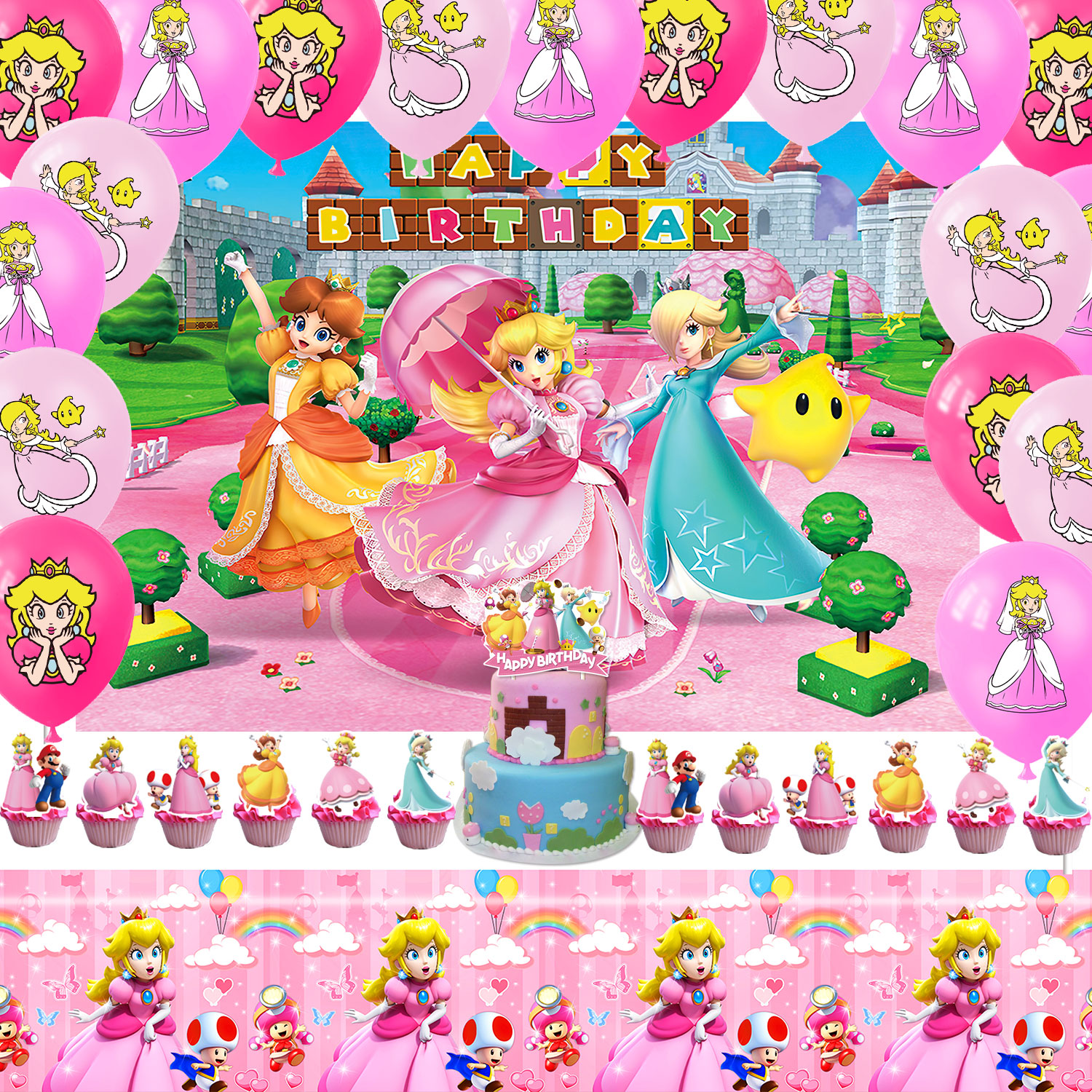 Globos De Cumpleaños Decoración Kit De Fiesta Princesa Peach