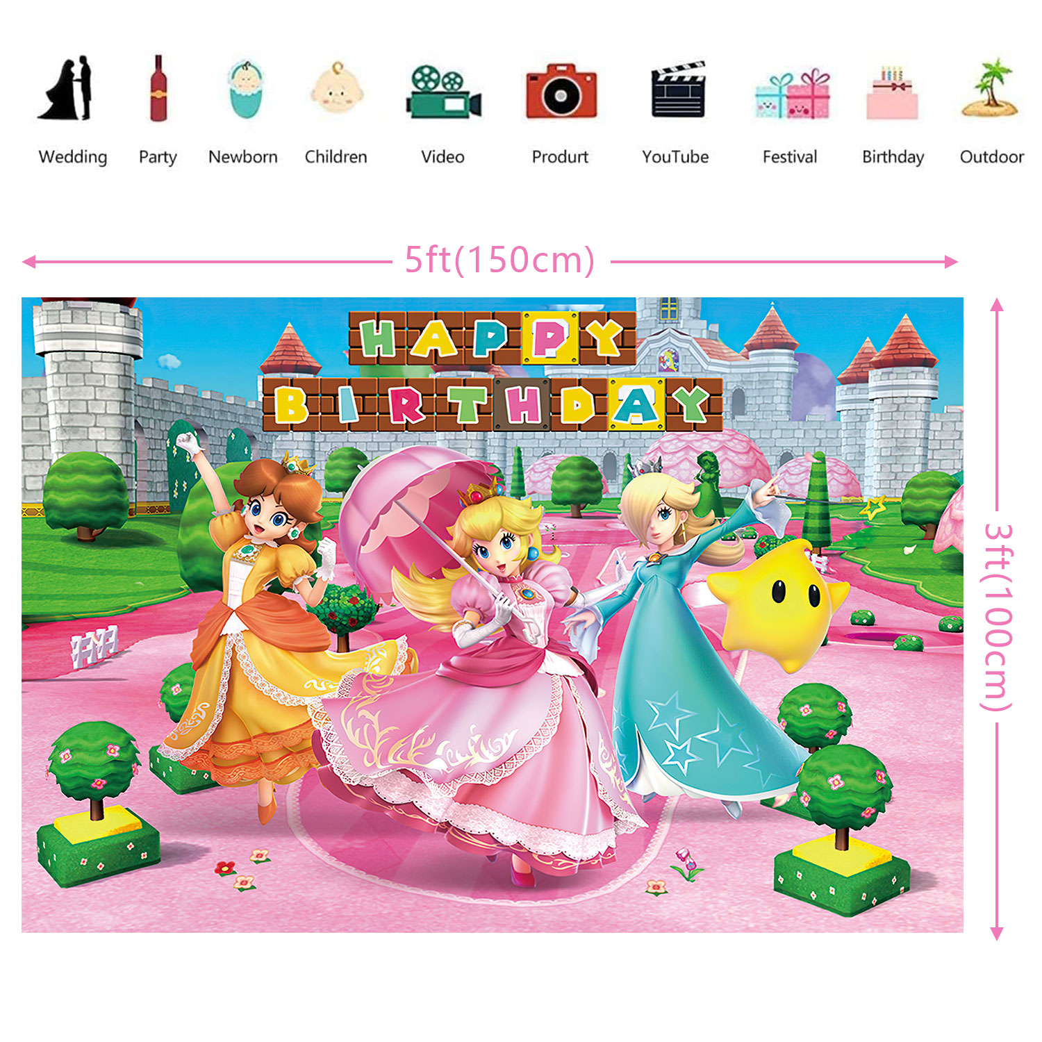 Globos De Cumpleaños Decoración Kit De Fiesta Princesa Peach