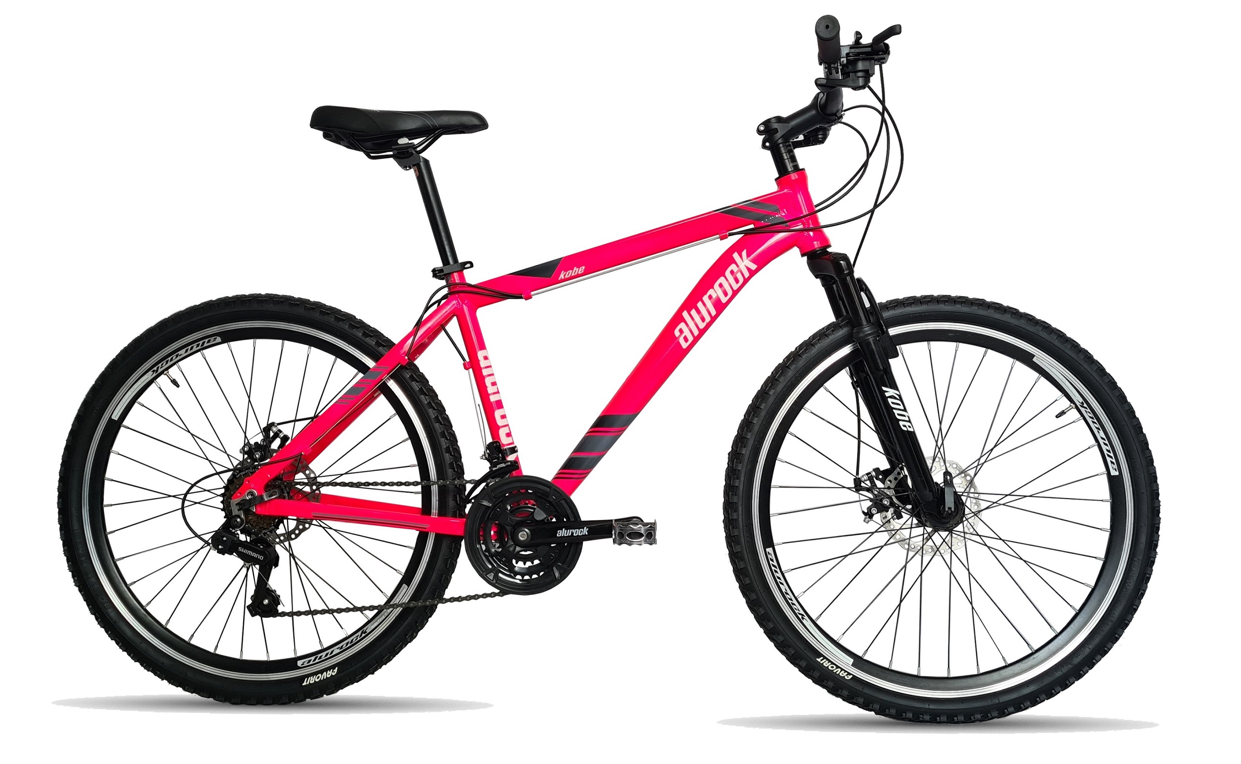 Bicicleta Alurock Kobe Rodada 26 Aluminio 21 Vel Freno Disco Rosa