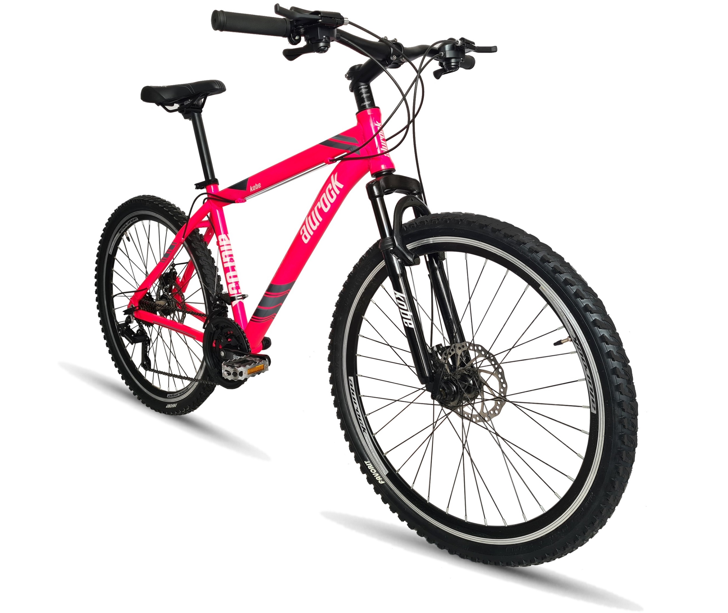 Bicicleta Alurock Kobe Rodada 26 Aluminio 21 Vel Freno Disco Rosa