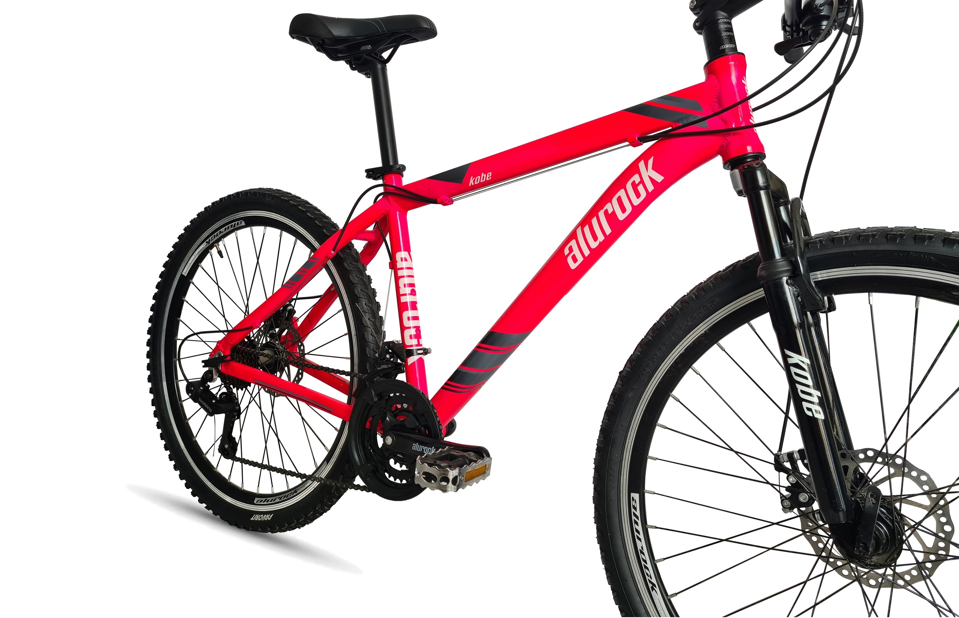 Bicicleta Alurock Kobe Rodada 26 Aluminio 21 Vel Freno Disco Rosa