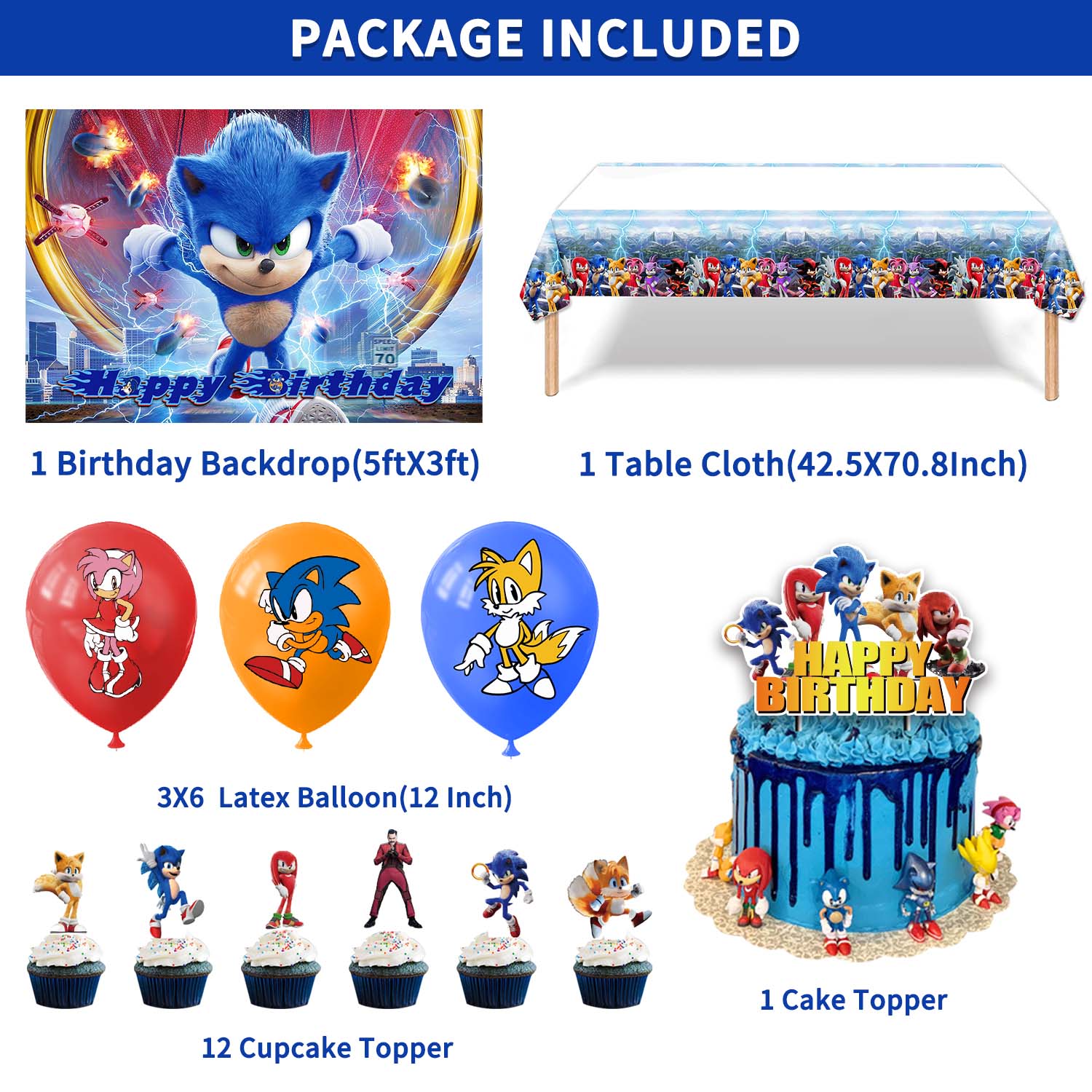Globos De Cumpleaños Kit De Decoración para Fiesta Sonic