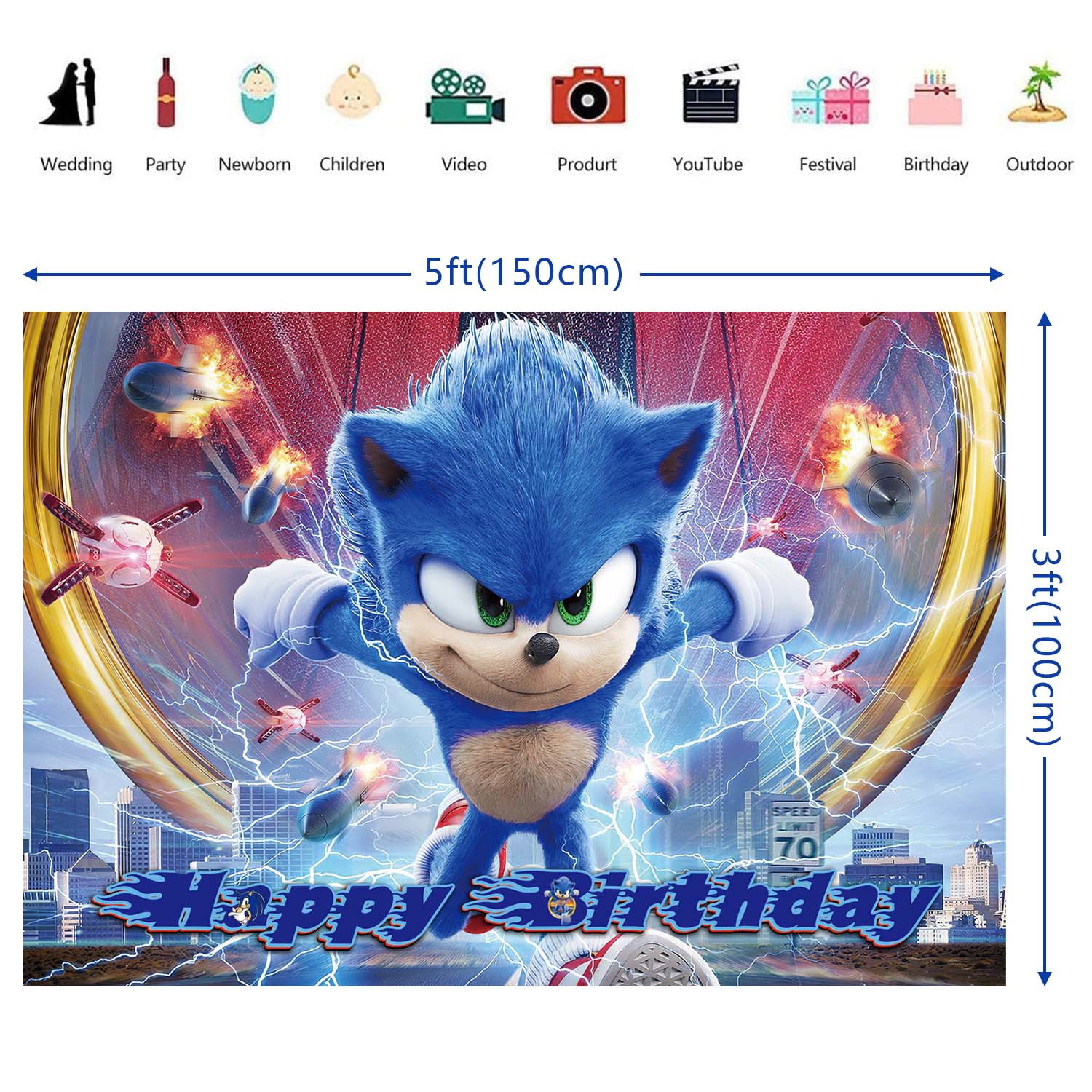 Globos De Cumpleaños Kit De Decoración para Fiesta Sonic