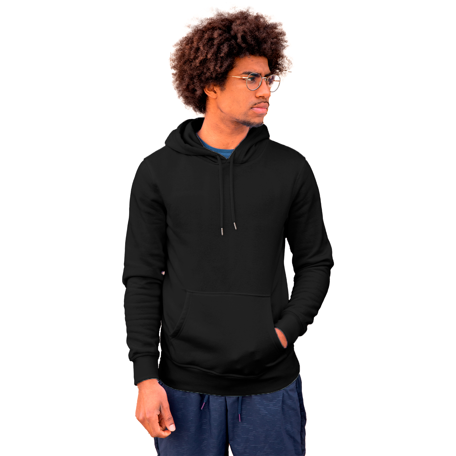 Sudadera Hoodie Unisex Color Negro con Capucha y Cangurera, Calientita, Casual, Abrigo, Chamarra