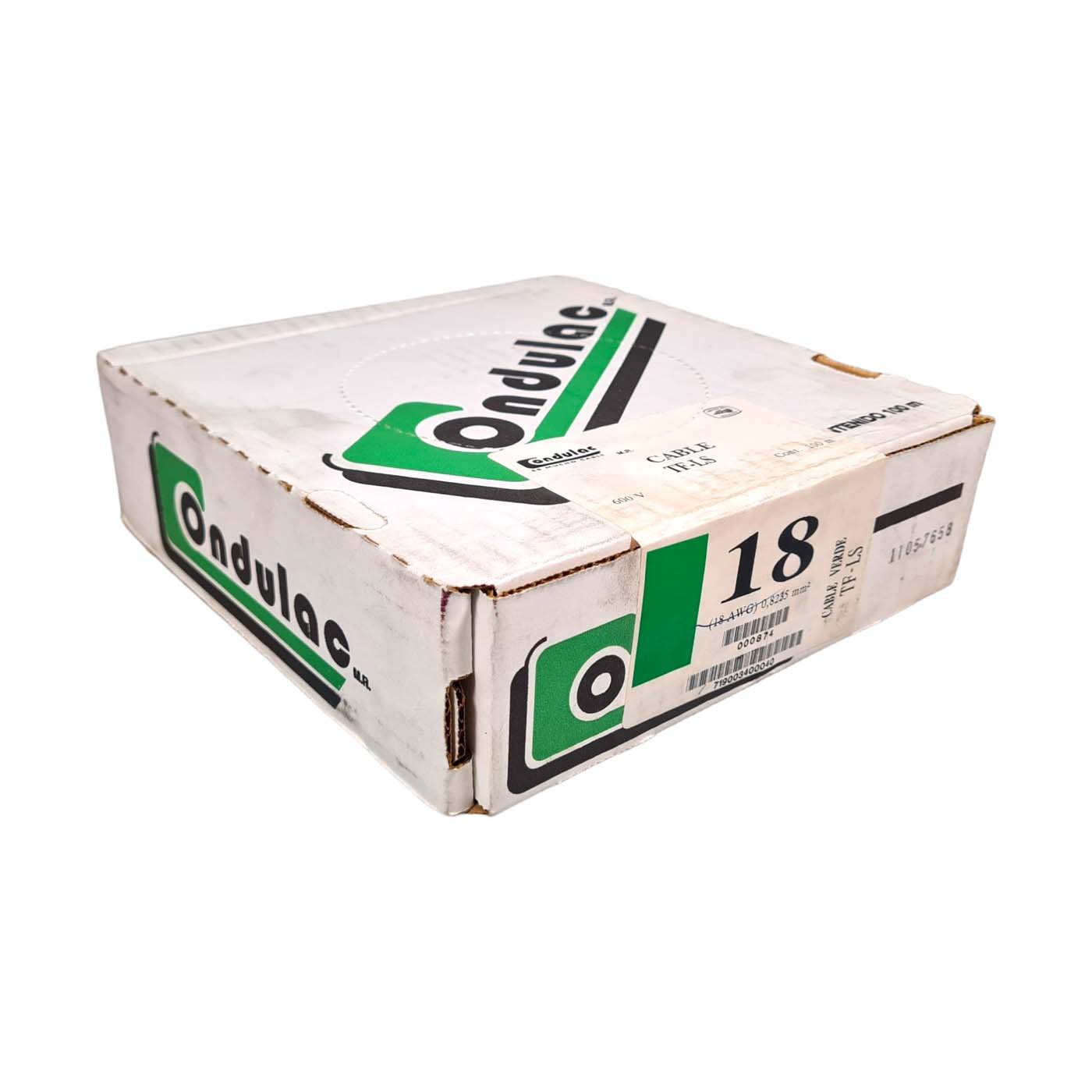 Rollo 100m Cable Eléctrico Calibre 18 100% Cobre Color Verde Condulac TF-LS