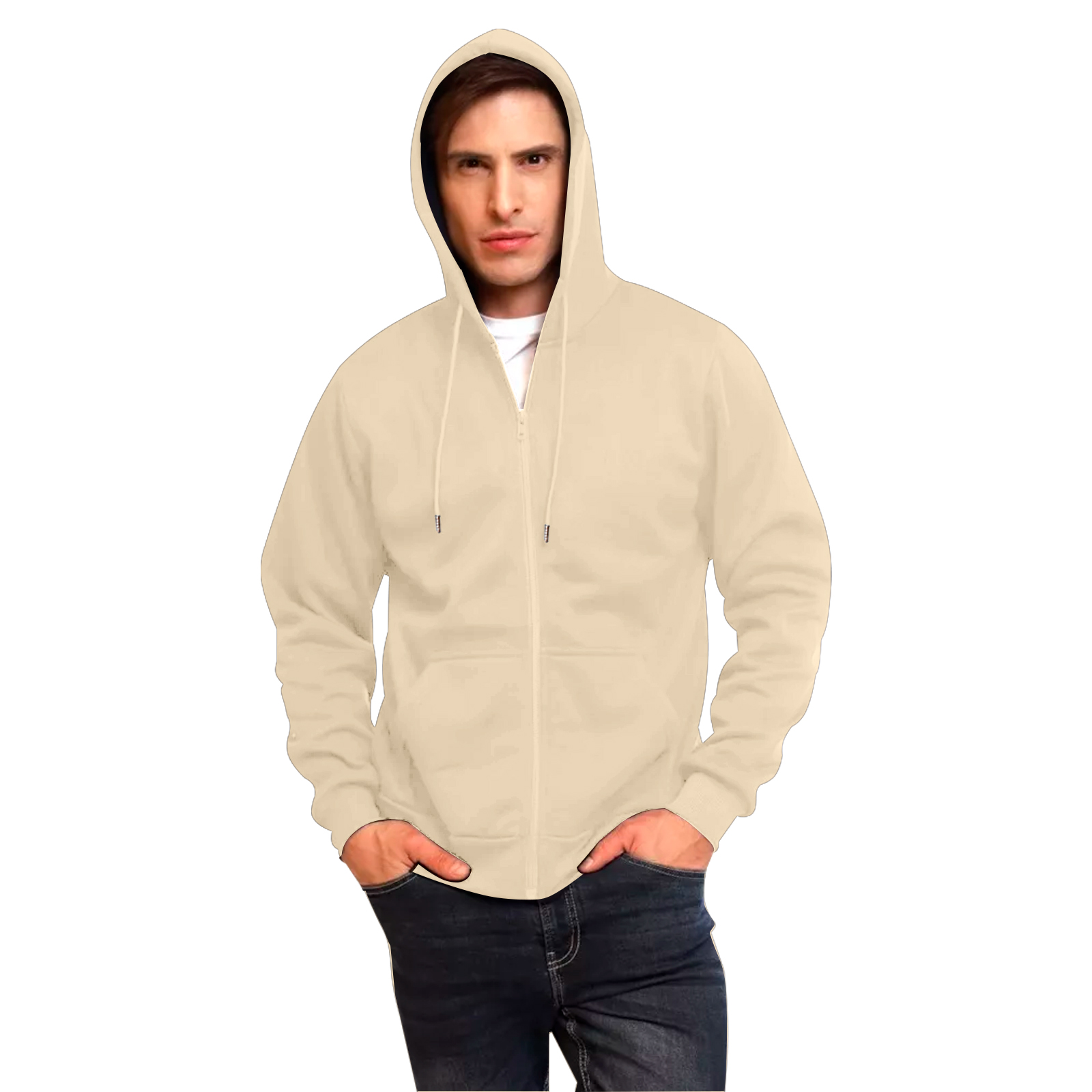 Sudadera Hoodie Café con Cierre, Capucha y Cangurera, Calientita, Casual, Abrigo, Chamarra