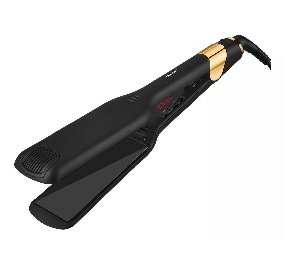 Plancha De Cabello Profesional De Cerámica 55mm Negro con dorado