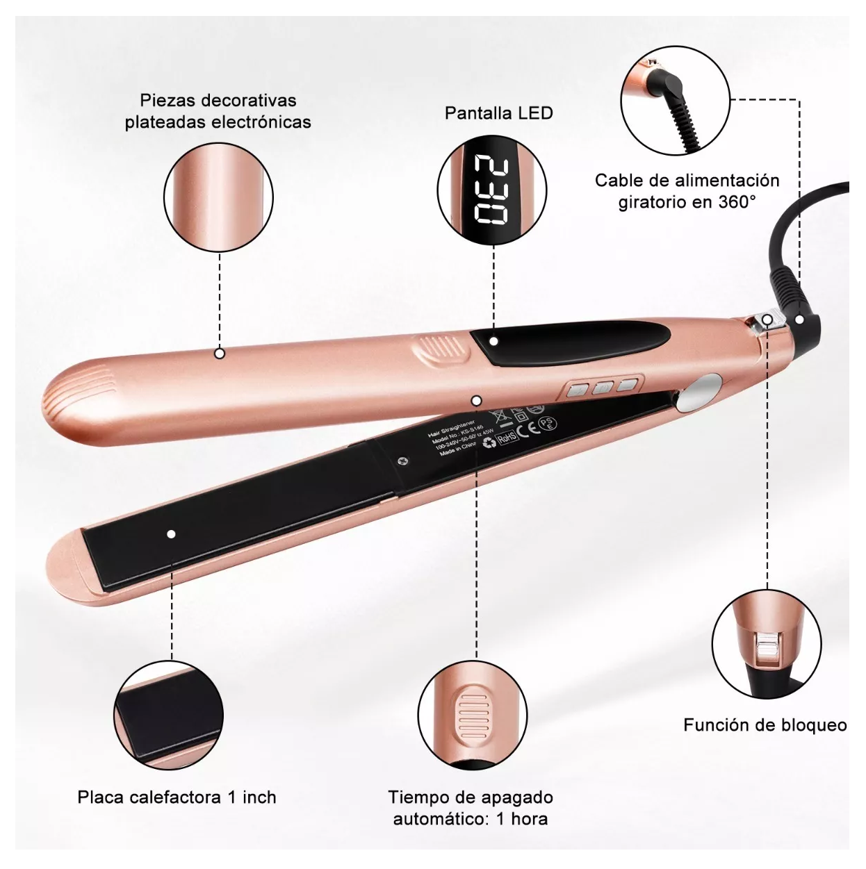 Plancha De Cabello 2 en 1 Cerâmica Rosa