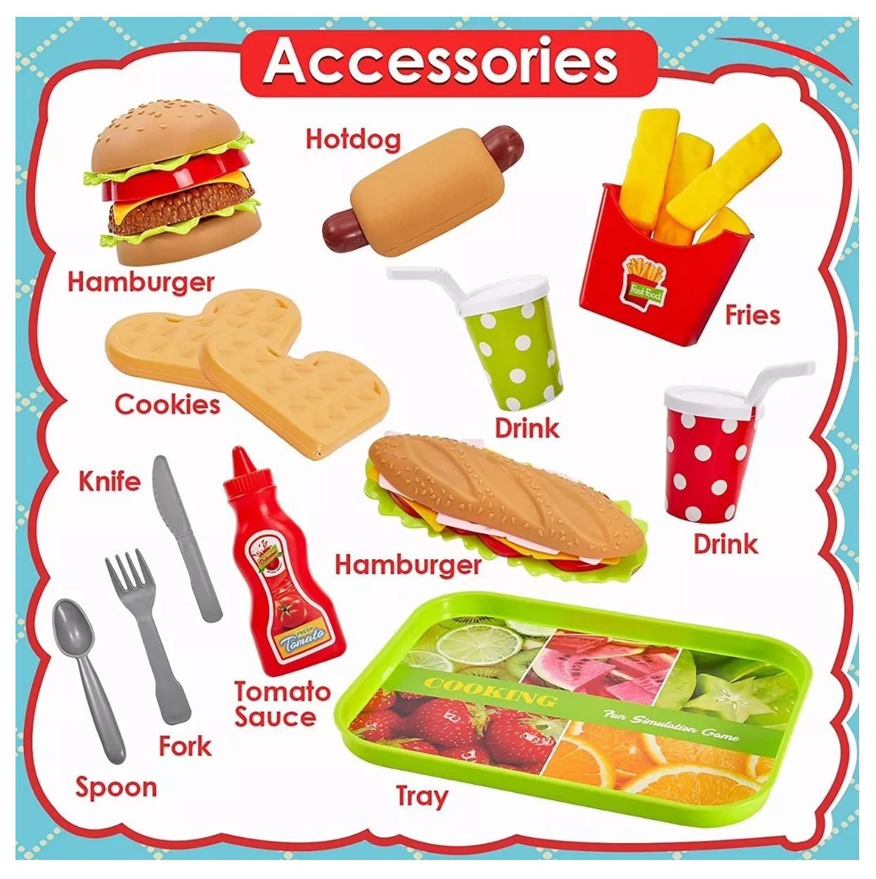 Juguetes de Cocina Set Hamburguesa 