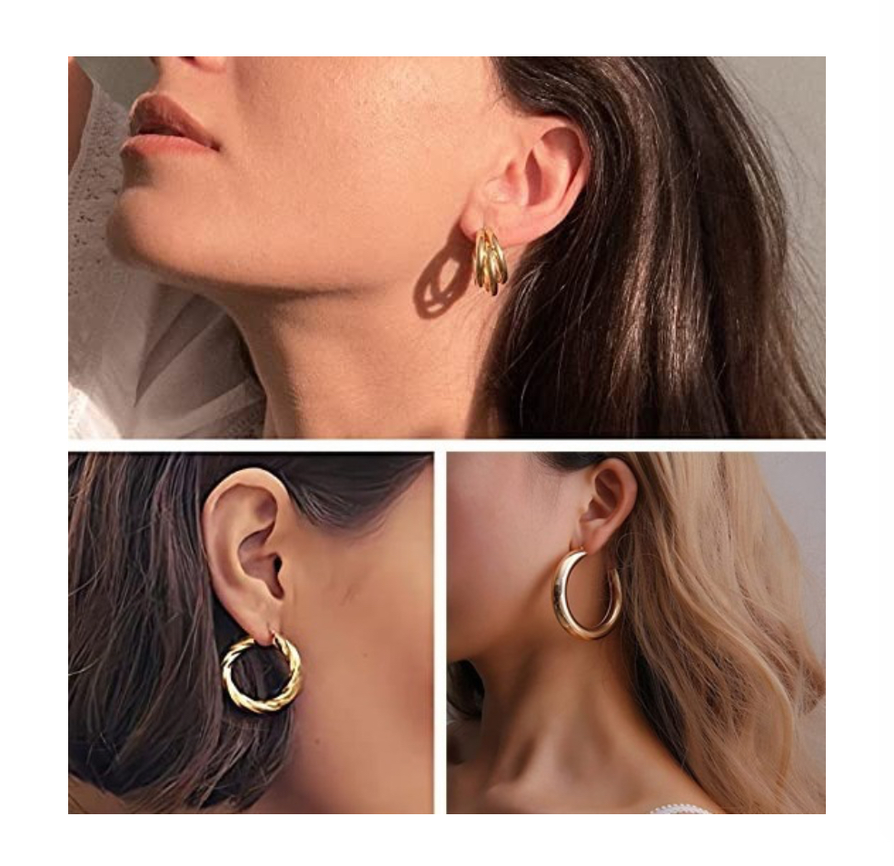 Aretes Set Arracadas Broquel Doradas Perla Para Mujer 12p dorado 02