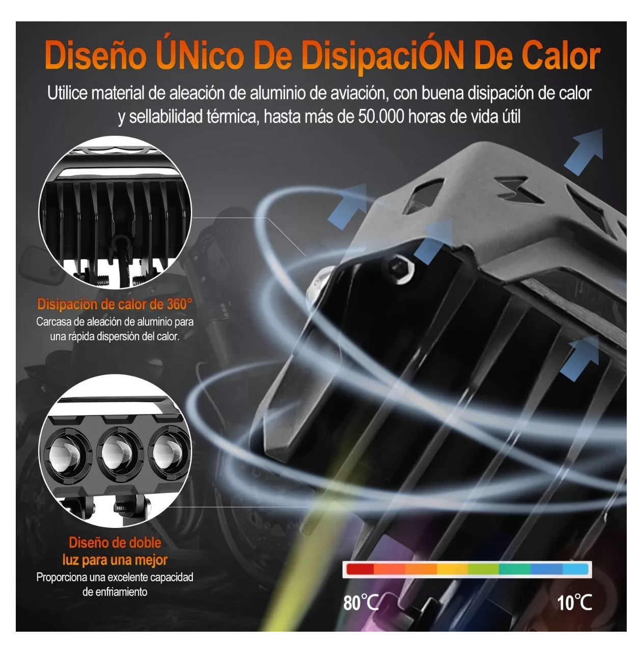 Faros Led Auxiliares Tres Modos Universal Cuadrados 48000 Lm, 2 Piezas 