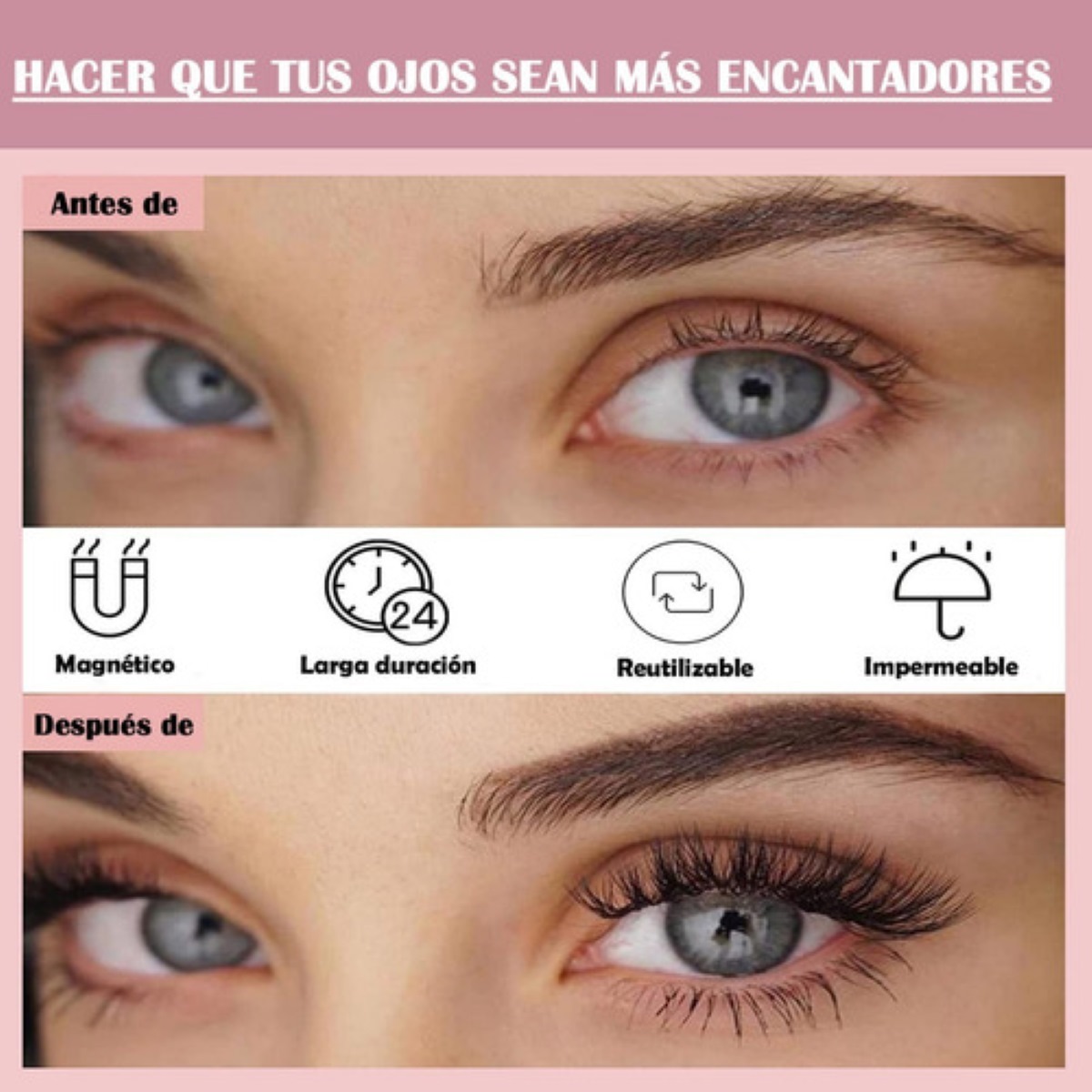 Kit de Pestañas Postizas Magnéticas 3d Con Delineador 10 Pares 