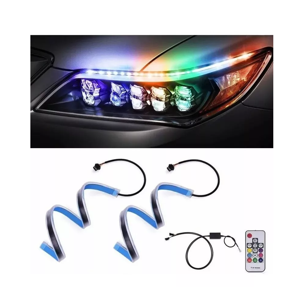 Tira Luz Drl Direccional Secuencial Rgb Para Auto 60cm