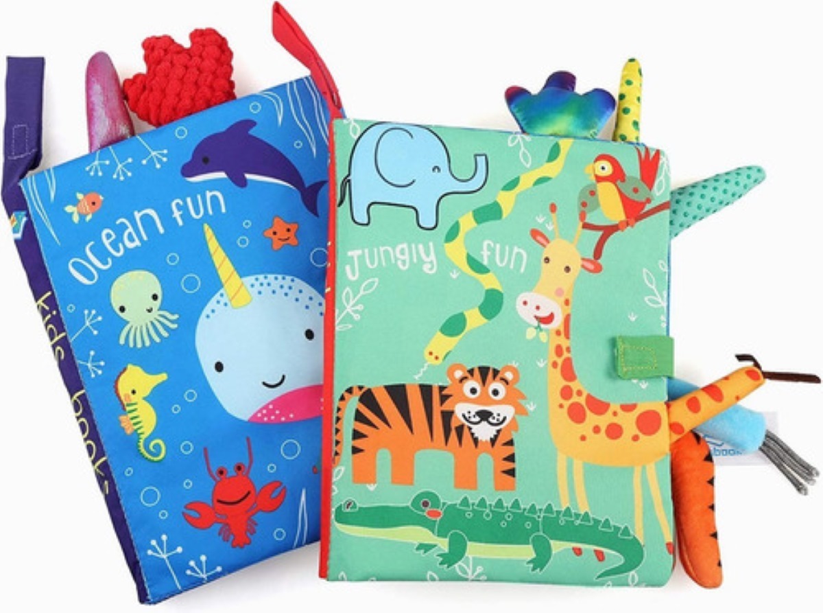 Libros de Tela Educativo Impermeables 2 Píezas Verde y Azul