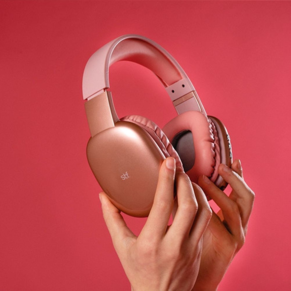 Audífonos Inalámbricos Diadema Dual Micrófono Rosa