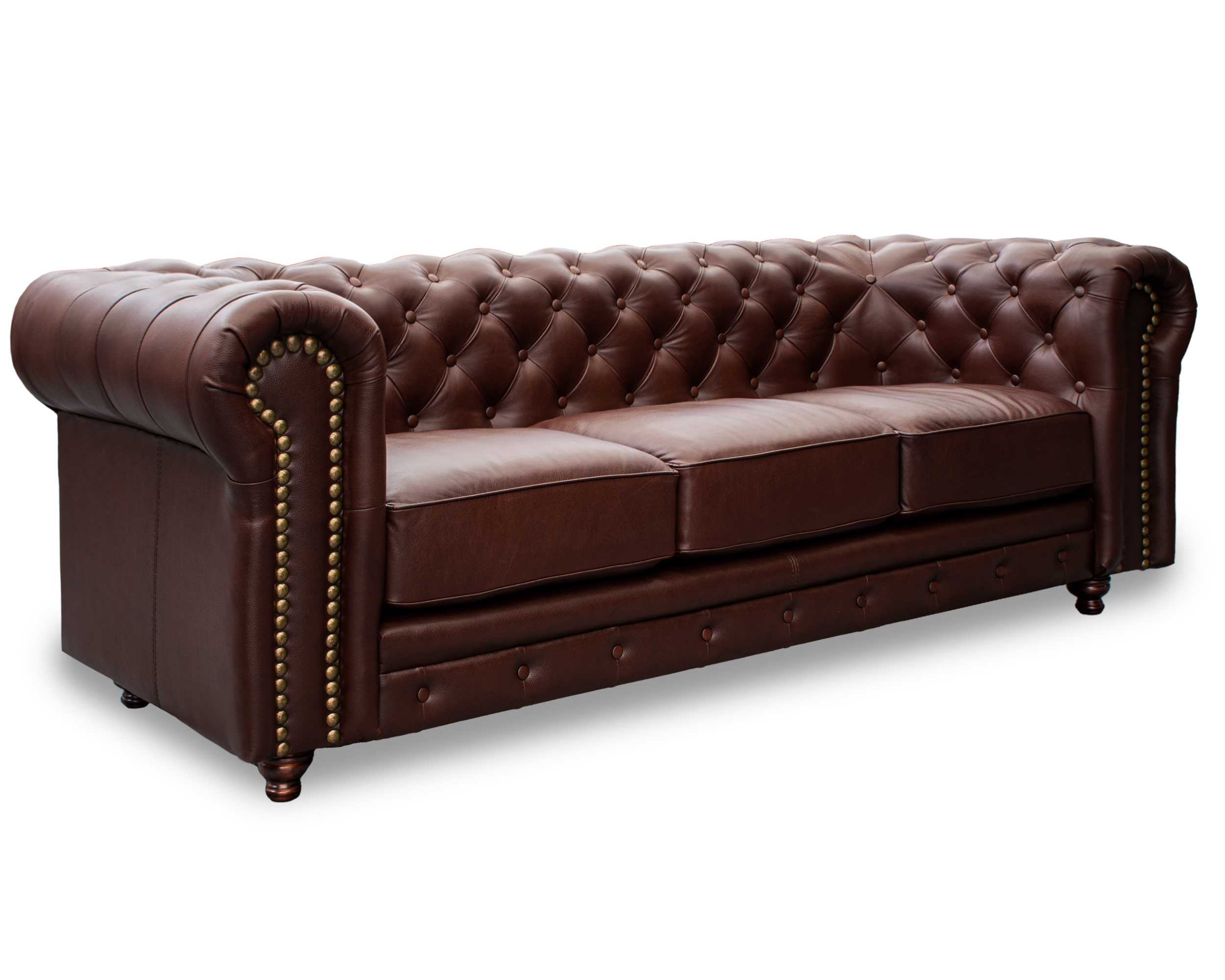 Sofa de Piel Genuina Chesterfield CHPV Color Tabaco - ConfortoPiel